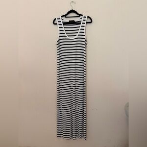 Hatch Maternity Long Body Tank Dress Sz 1/S Black & White Striped Casual Stretch